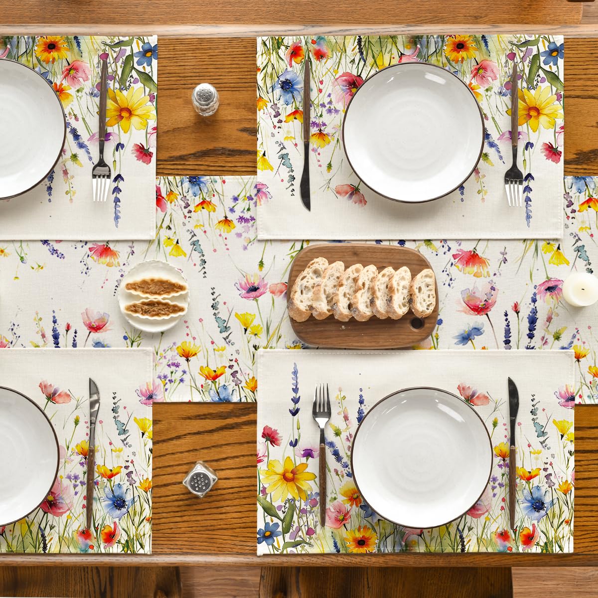 Artoid Mode floral leaves placemat supports easy cleanup after meals.