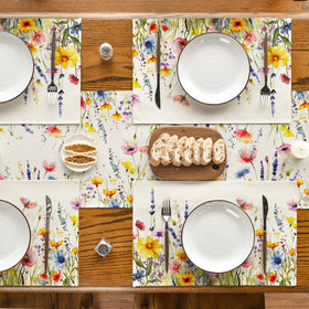 Artoid Mode floral leaves placemat supports easy cleanup after meals.