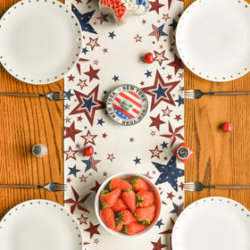 Artoid Mode 13x72 table runner on dining table elevates casual gatherings