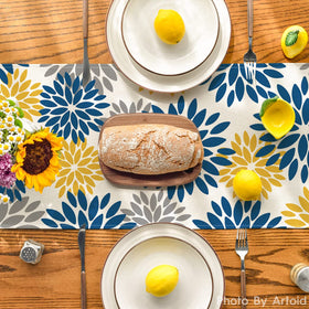 Artoid Mode dining setup with runner demonstrates easy cleaning and everyday usability.