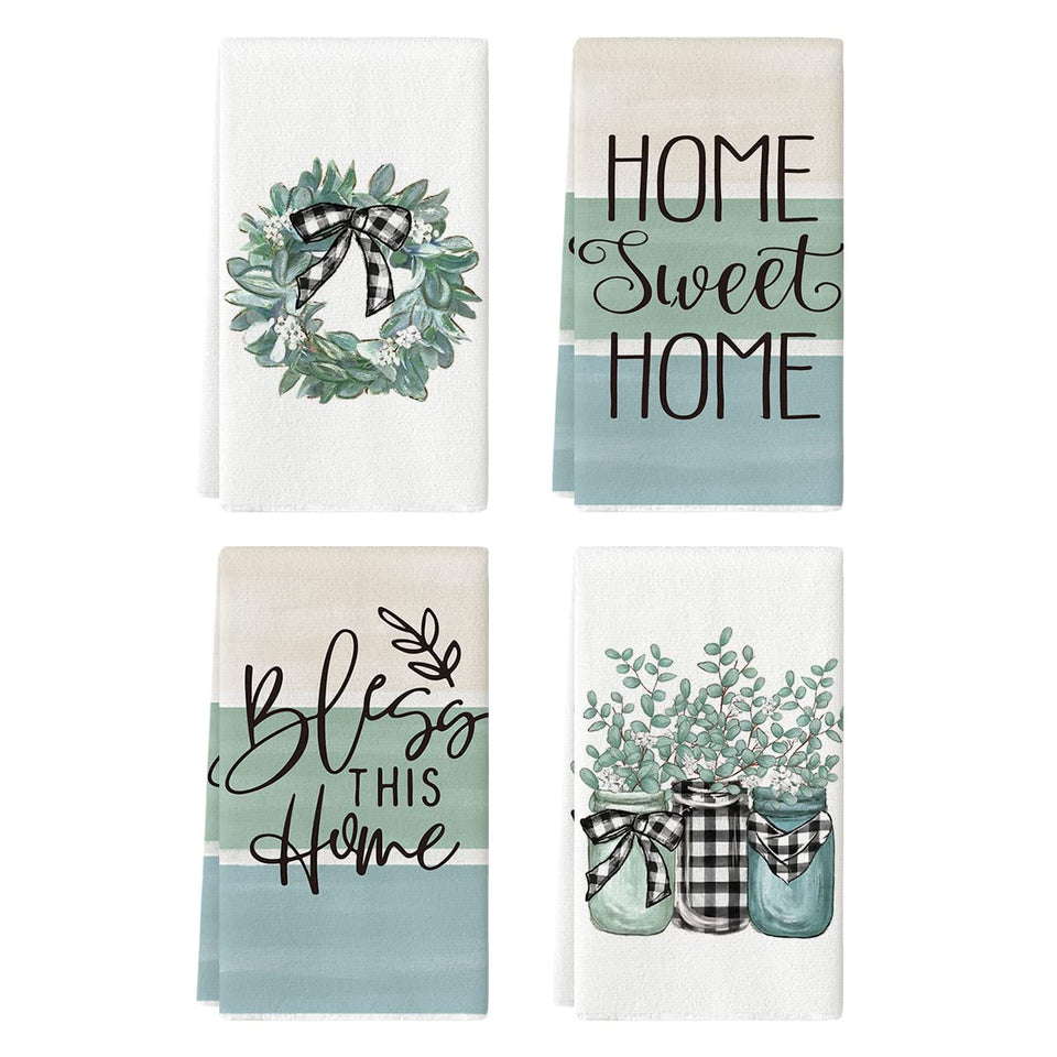 Artoid Mode eucalyptus buffalo plaid vase adds seasonal charm to kitchen decor.