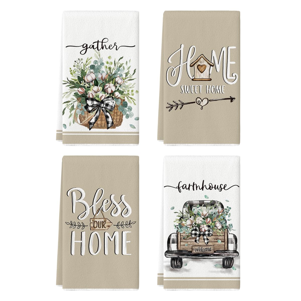 Artoid Mode eucalyptus truck flowers basket towels showcase soft, gentle fibers for delicate cookware
