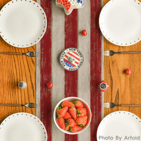 Artoid Mode flag design table runner protects surfaces while adding color.