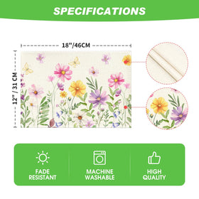 Artoid Mode Floral Butterfly placemats maintain vibrant prints wash after wash.