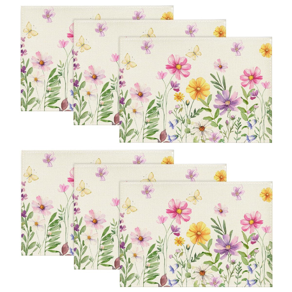 Artoid Mode Floral Butterfly placemats brighten dining settings for family meals.