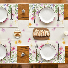Artoid Mode Floral Butterfly placemats suit indoor and outdoor dining.
