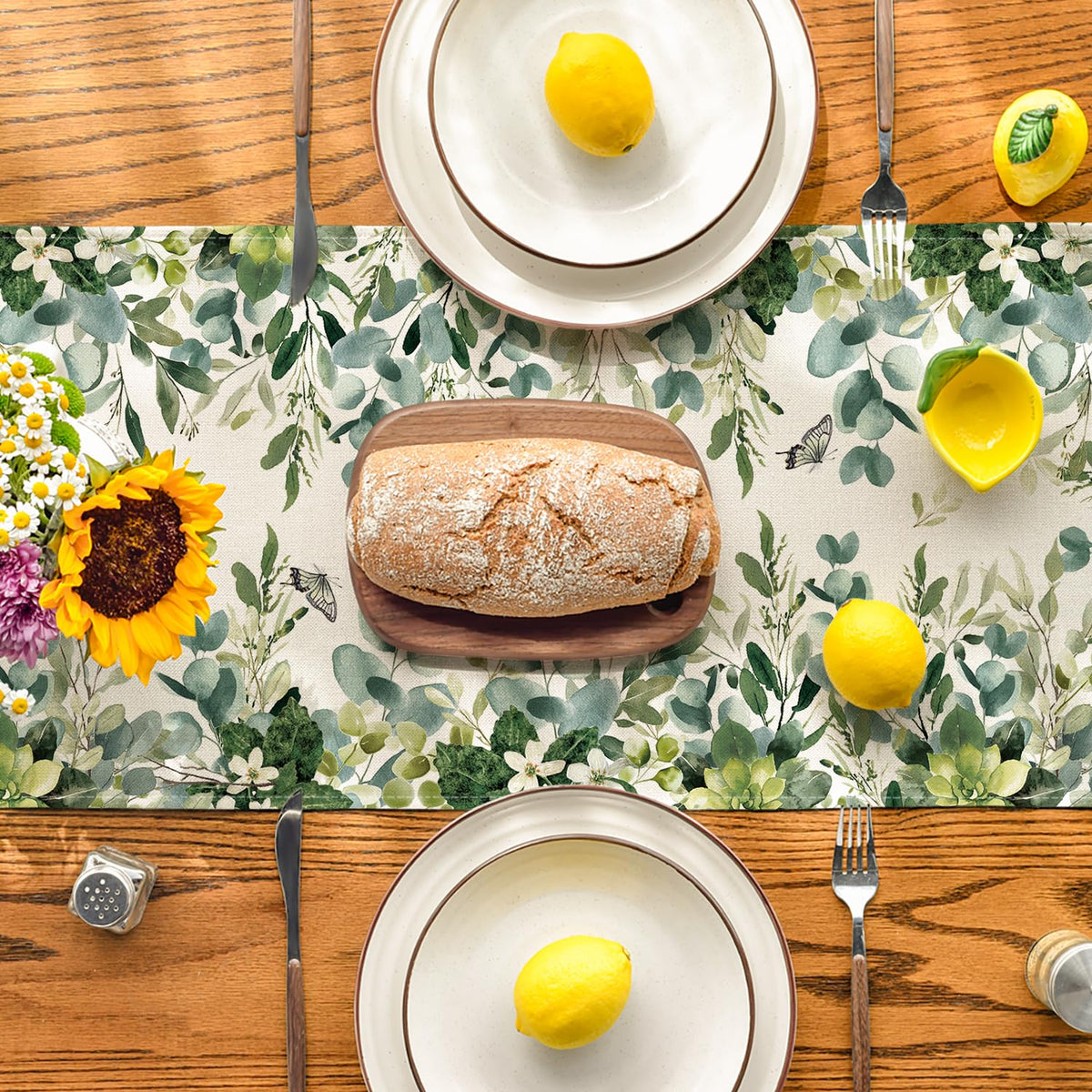 Artoid Mode floral and green motif brightens everyday meals on a dining table