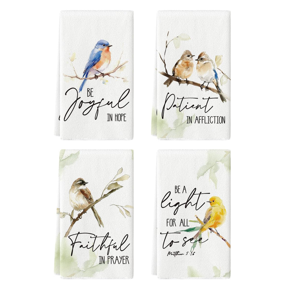 Artoid Mode floral leaves branch bird towel for gentle cookware drying