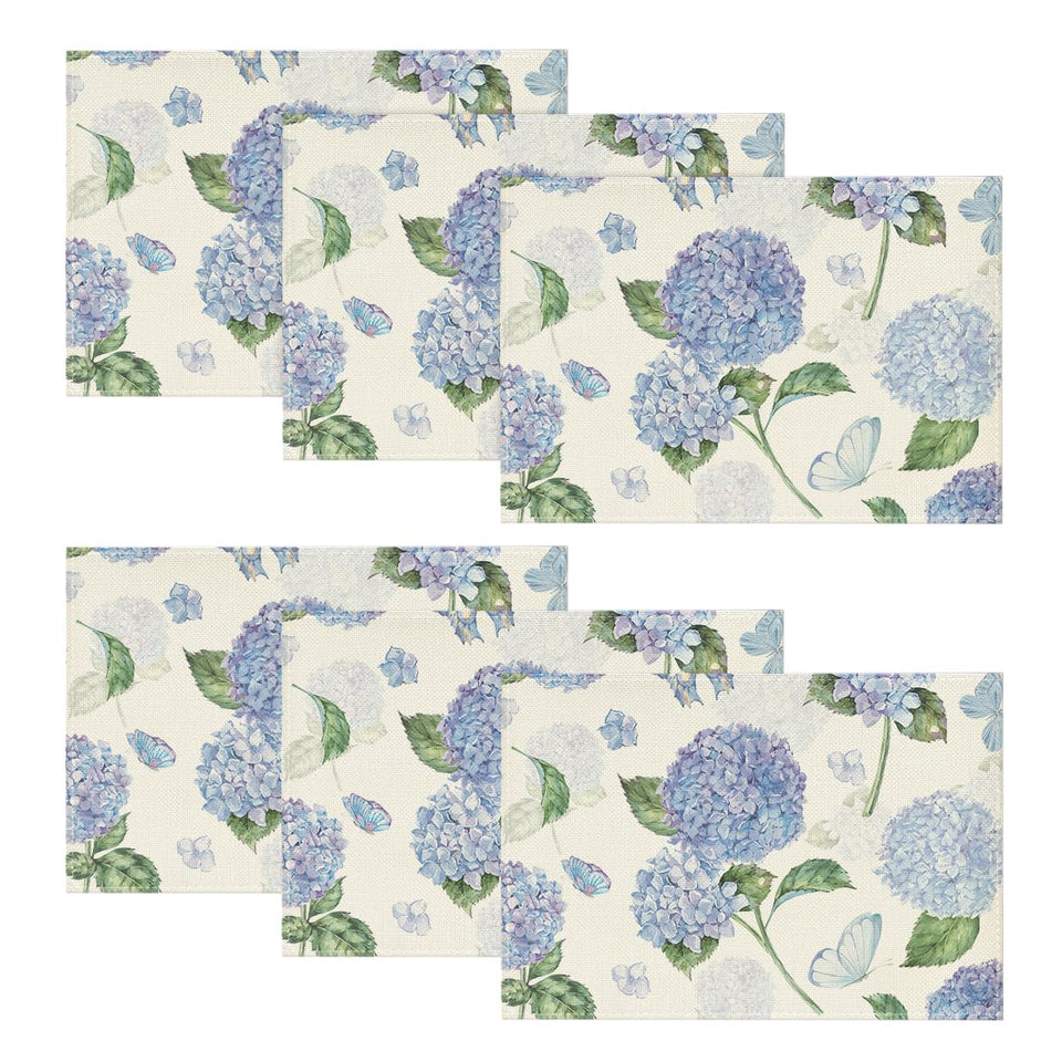 Artoid Mode Hydrangea Butterfly placemat shows vibrant spring blooms for stylish table protection