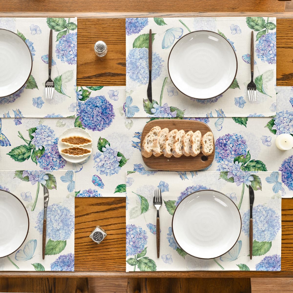 Artoid Mode Hydrangea Butterfly placemat's vibrant pattern elevates table decor for parties