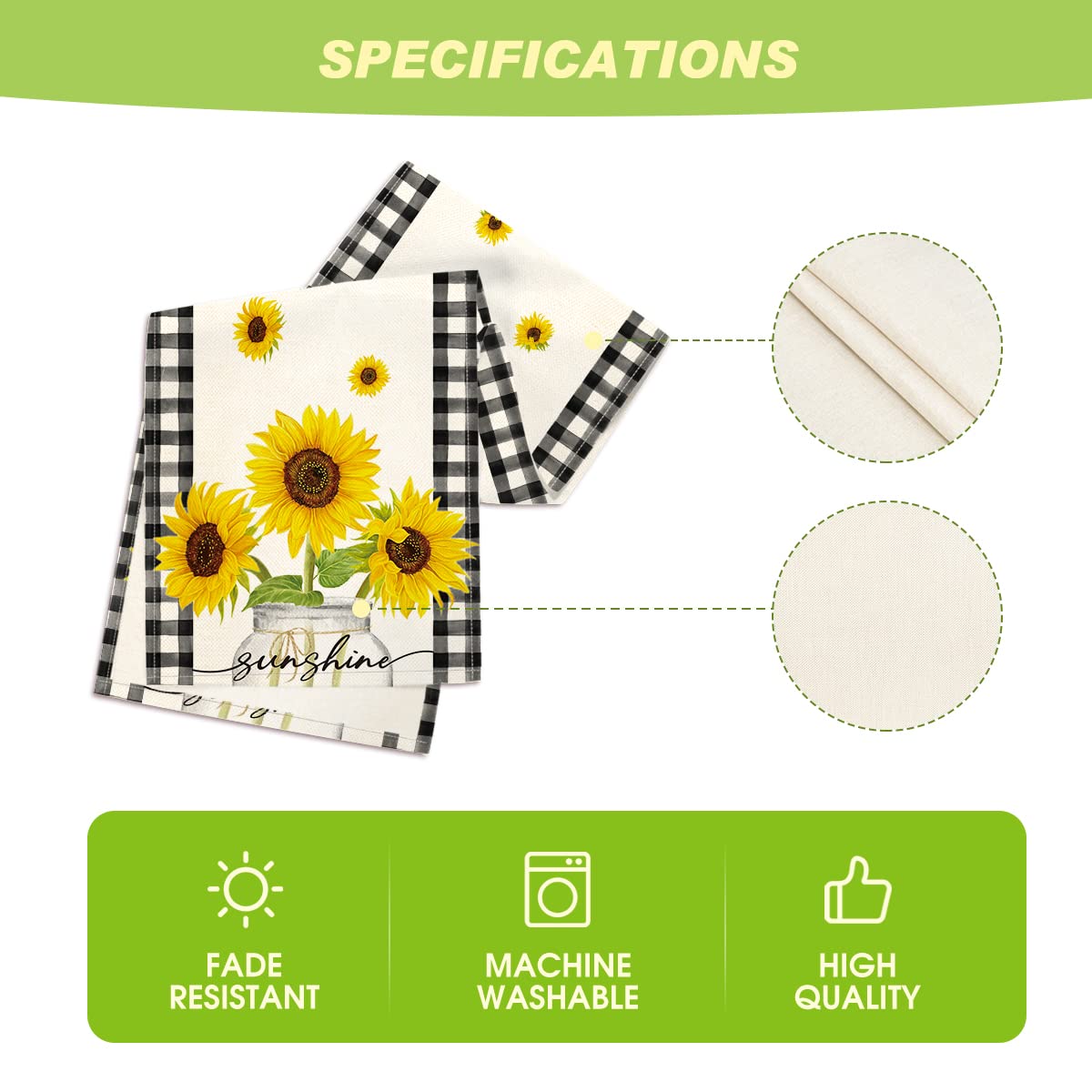 Artoid Mode kitchen dining table decor with sunflower motif on runner
