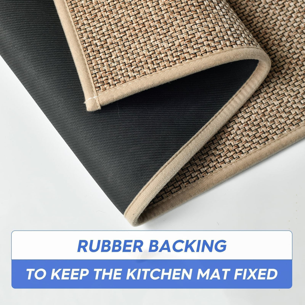 Artoid Mode rug with rubber backing prevents slips during cooking