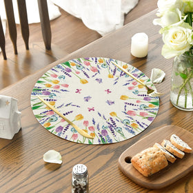 Artoid Mode Lavender Tulip placemats edge detail shows reinforced hems.