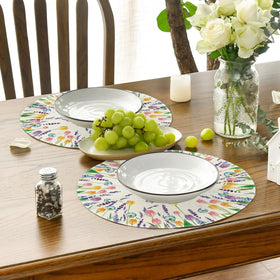 Artoid Mode Lavender Tulip placemats stacked for easy storage.