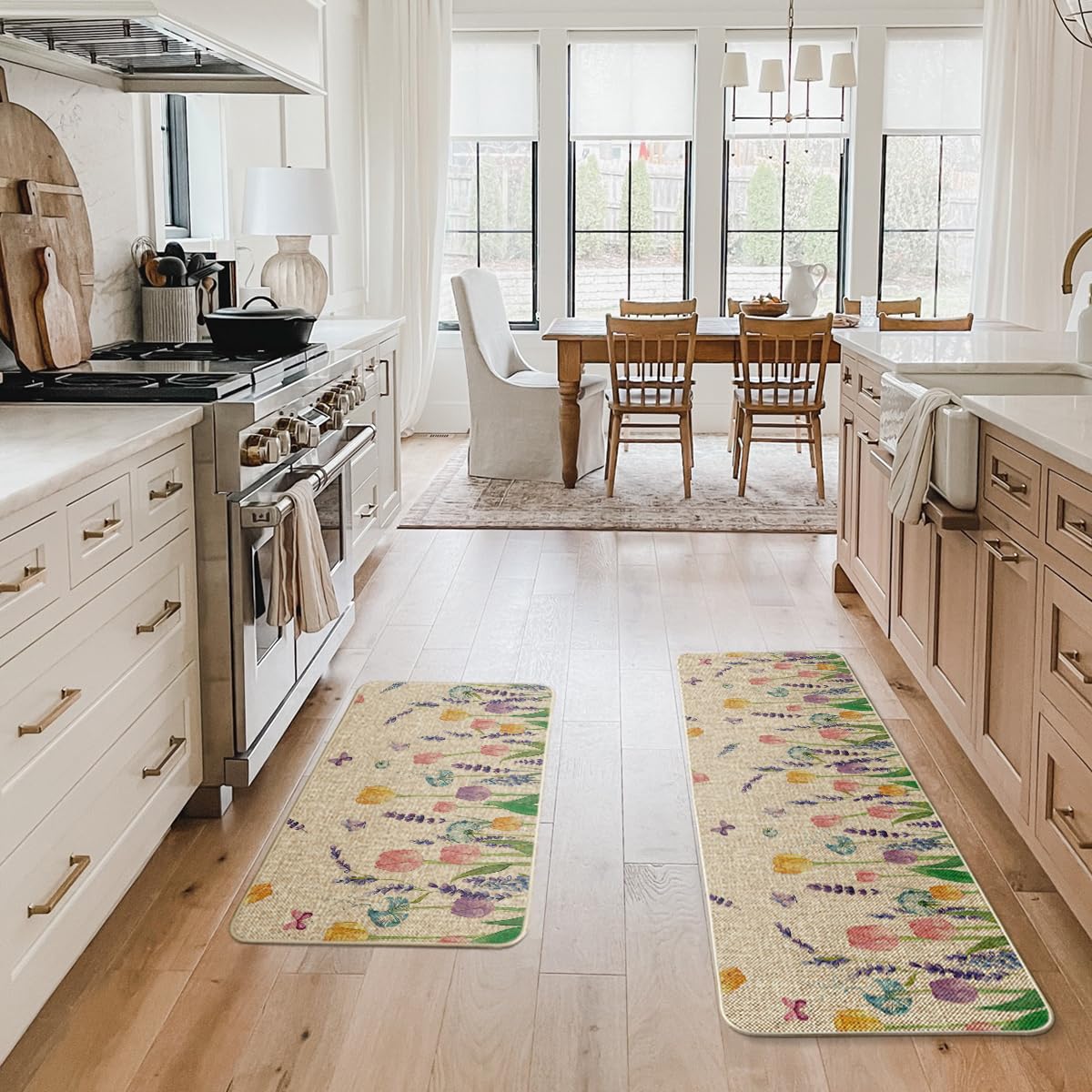 Artoid Mode lavender tulip spring mat for entryway, easy to clean and stylish