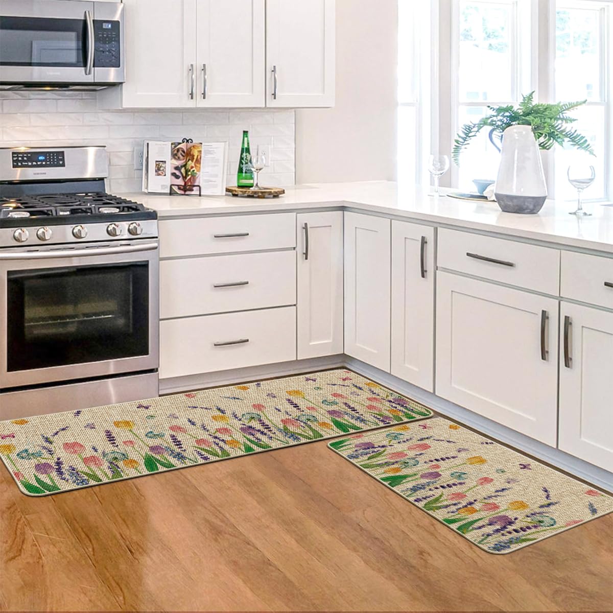 Artoid Mode lavender tulip spring mat in kitchen decor, soft top and low profile