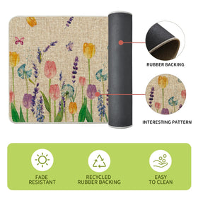 Artoid Mode lavender tulip spring mat with durable non-slip backing for busy spaces