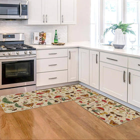 Artoid Mode Mushrooms Butterfly Spring low-profile kitchen rug fits under cabinets.