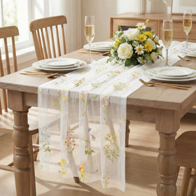 Artoid Mode milky white gauze table runner embroidery adds soft elegance to gatherings