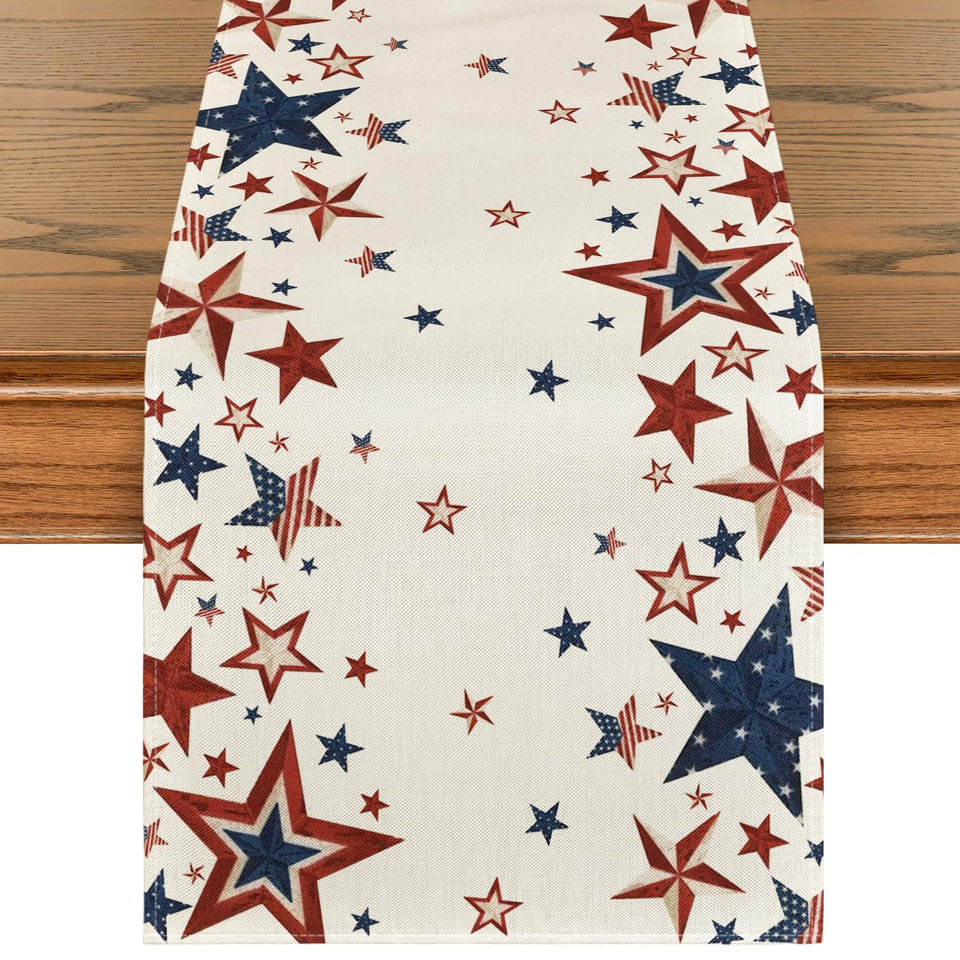 Artoid Mode old style stars flag table runner close-up stitch showing durability
