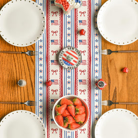 Artoid Mode patriotic pattern table runner close-up shows vibrant colors