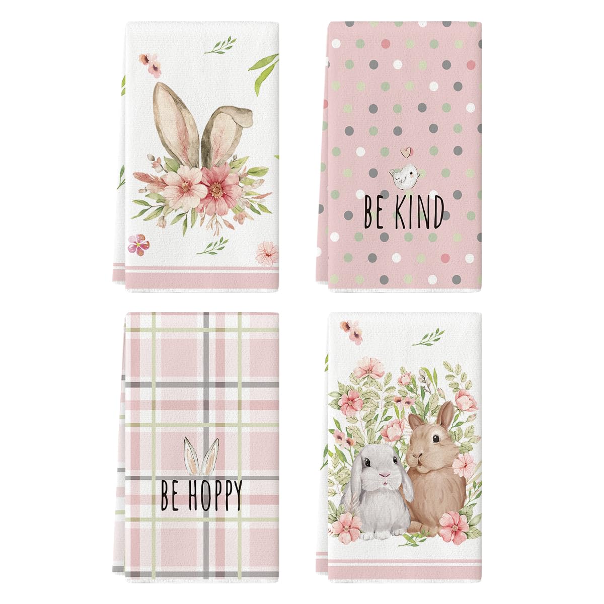 Artoid Mode pink bunny ears towel with spring design for quick kitchen drying