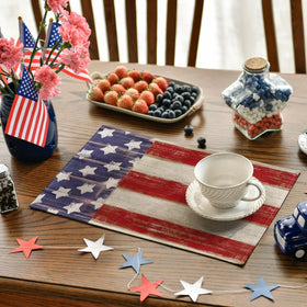 Artoid Mode placemat highlights vibrant patterns, enhancing outdoor or indoor dining.