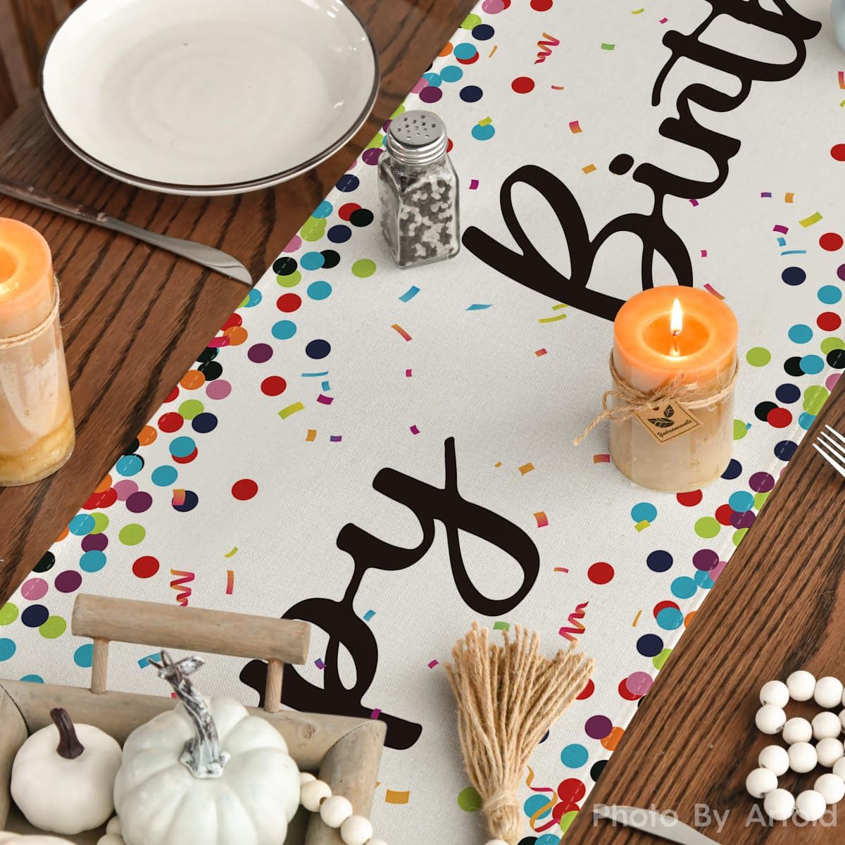 Artoid Mode Happy Birthday runner shown on a 6-8 seat table for celebrations