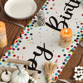 Artoid Mode Happy Birthday runner shown on a 6-8 seat table for celebrations