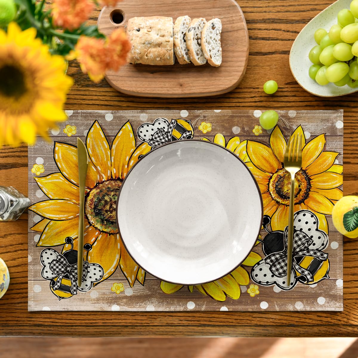 Artoid Mode polka dot placemats add festive color to everyday meals.