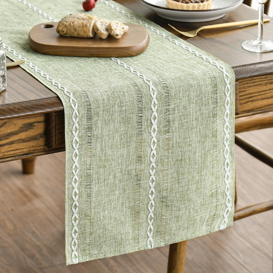 Artoid Mode Sage Green table runner full view, ideal for dining and centerpiece styling
