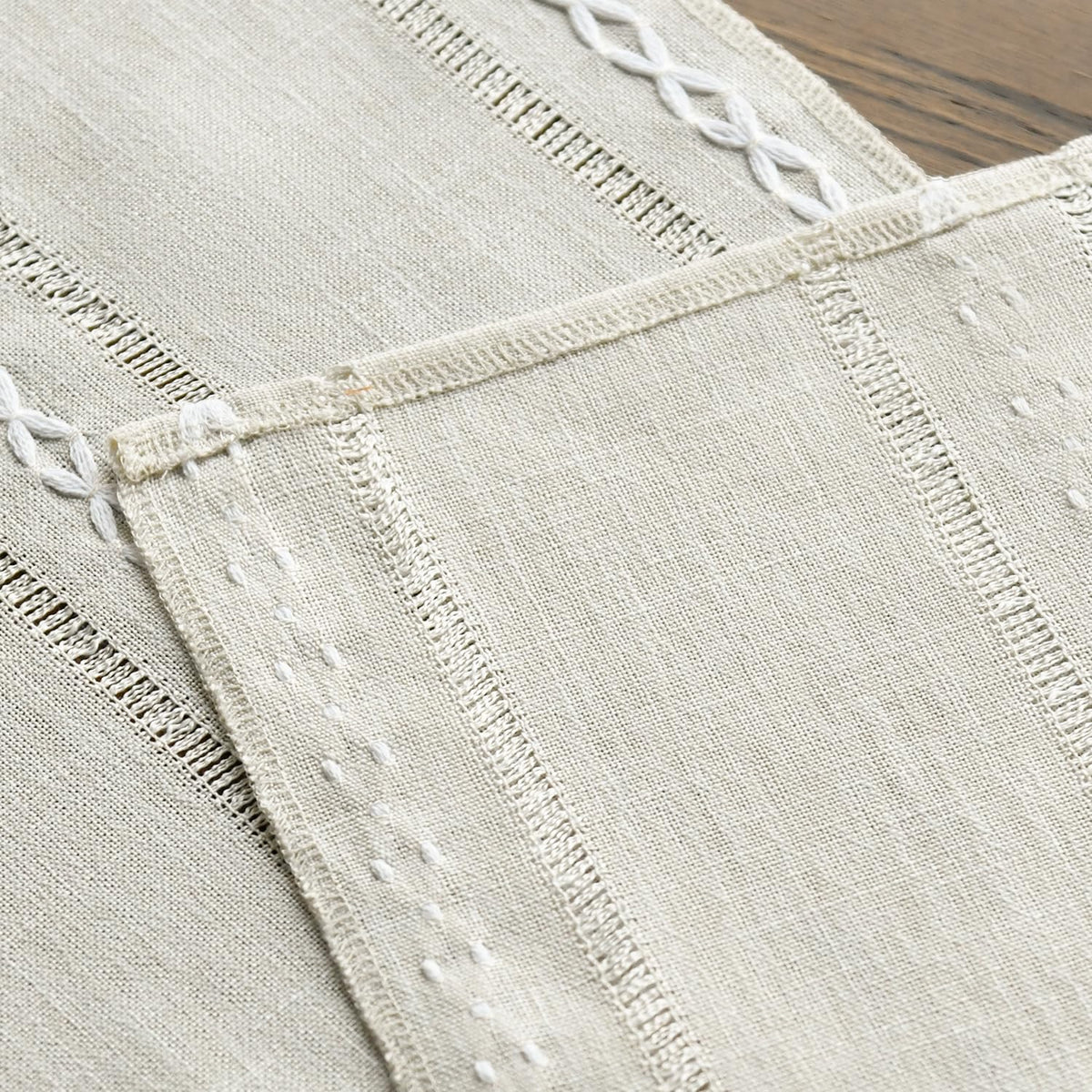 Artoid Mode seasonal embroidered runner with vibrant color and hollow stripes.