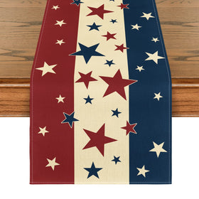 Artoid Mode Stars Stripes table runner enhances festive dining with patriotic flair.