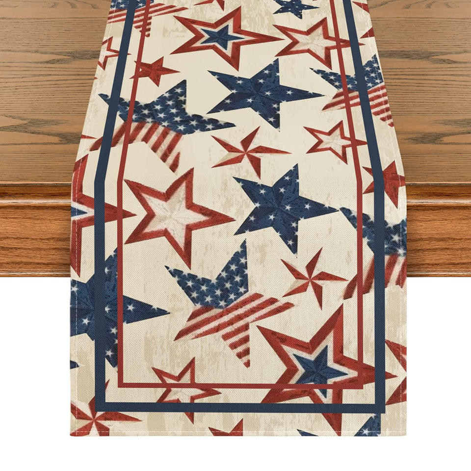 Artoid Mode Stars and Stripes table runner, 13x72 inches, adds patriotic flair to your dining setup.
