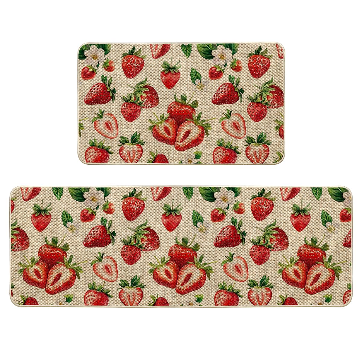 Artoid Mode Strawberry Spring kitchen mat 17x29 adds color and protects floors.
