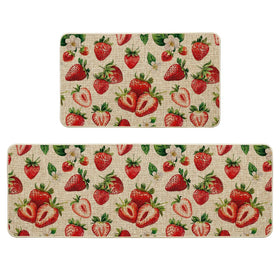Artoid Mode Strawberry Spring kitchen mat 17x29 adds color and protects floors.