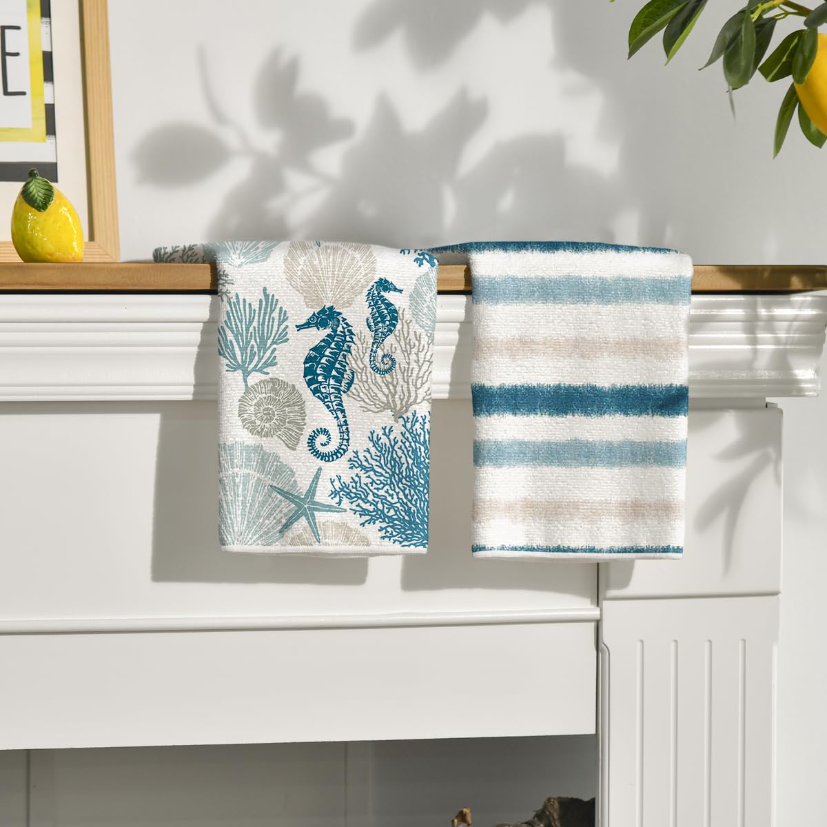 Artoid Mode whelks print towels bring ocean-inspired decor to your kitchen