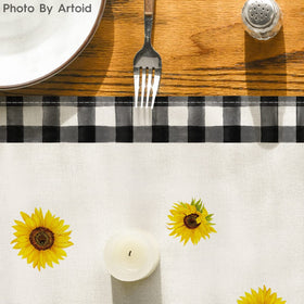 Artoid Mode buffalo plaid sunflower table runner adds color and protection
