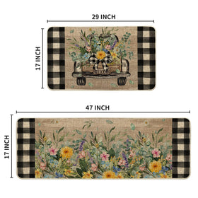 Artoid Mode Truck Flowers decorative kitchen mat enhances seasonal style while protecting floors.