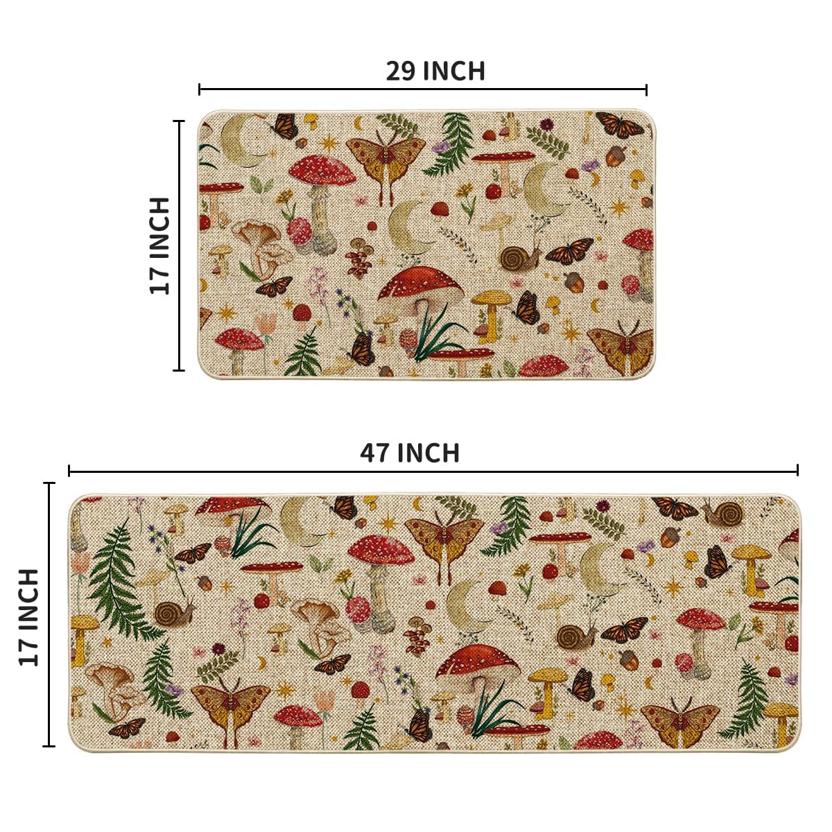 Artoid Mode Mushrooms Butterfly Spring unique pattern mats brighten entryways and decor.