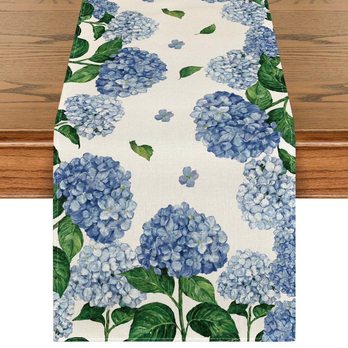 Artoid Mode watercolor hydrangea pattern closeup for vibrant table decor.