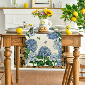 Artoid Mode watercolor hydrangea on dining table setting showing versatility.