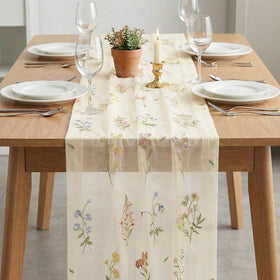 Artoid Mode wildflower beige-apricot runner enhancing a festive dining scene