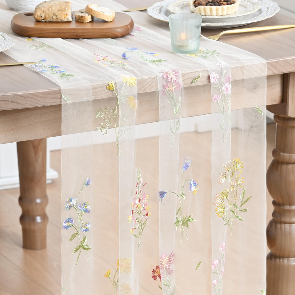 Artoid Mode wildflower floral table runner embroidery enhances spring dining ambiance
