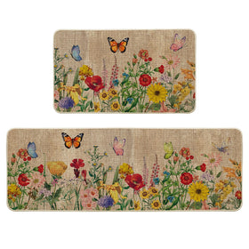 Artoid Mode Wood Flowers Butterfly kitchen mat 17x29 adds seasonal style and floor protection.