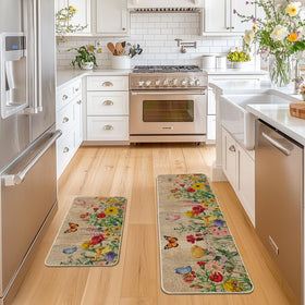 Artoid Mode Wood Flowers Butterfly mat 17x47 enhances space with decorative charm.