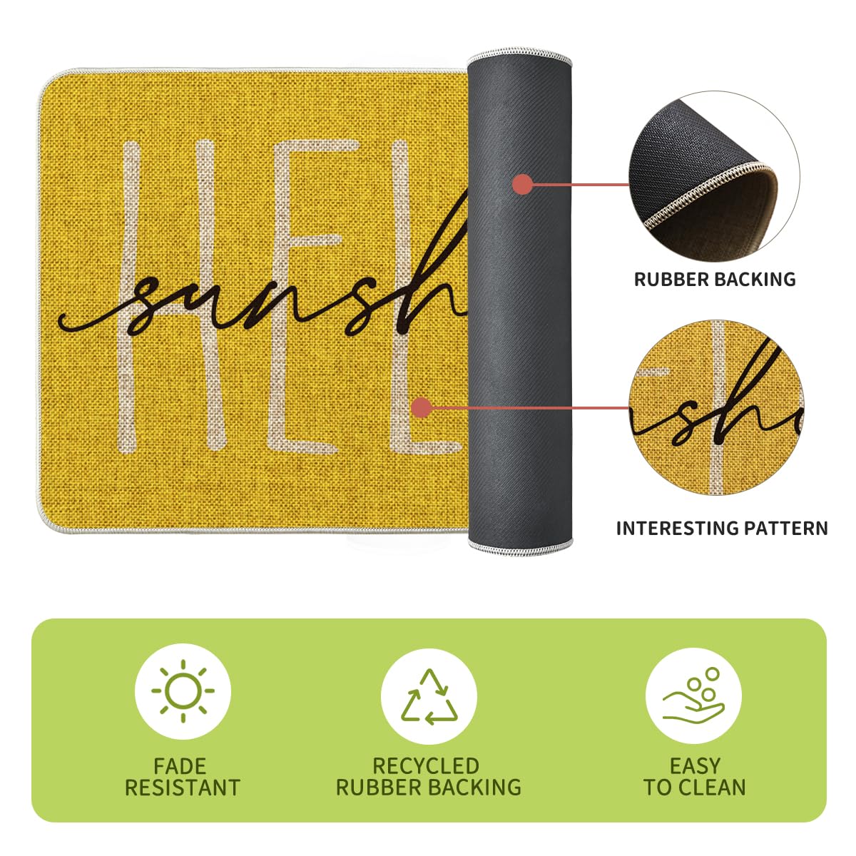 Artoid Mode Yellow Daisy Hello Sunshine Bloom quick-clean rug for easy kitchen upkeep