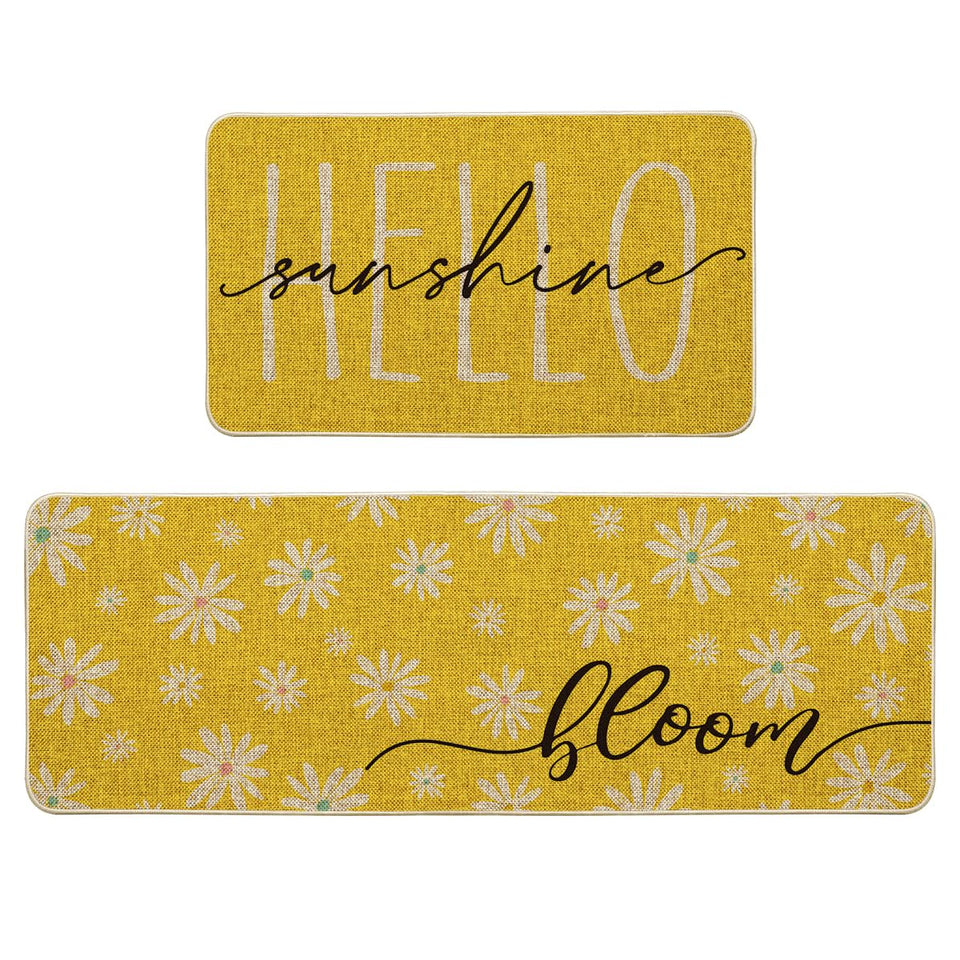 Artoid Mode Yellow Daisy Hello Sunshine Bloom kitchen mat 17x29 enhances style and comfort in the kitchen