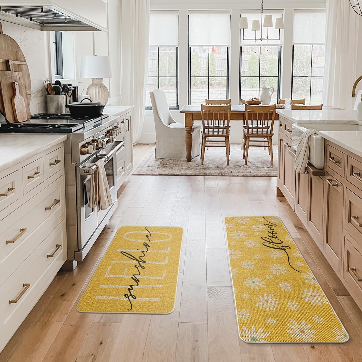 Artoid Mode Yellow Daisy Hello Sunshine Bloom mat features non-slip backing stays secure