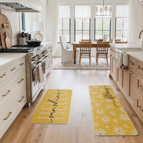 Artoid Mode Yellow Daisy Hello Sunshine Bloom mat features non-slip backing stays secure